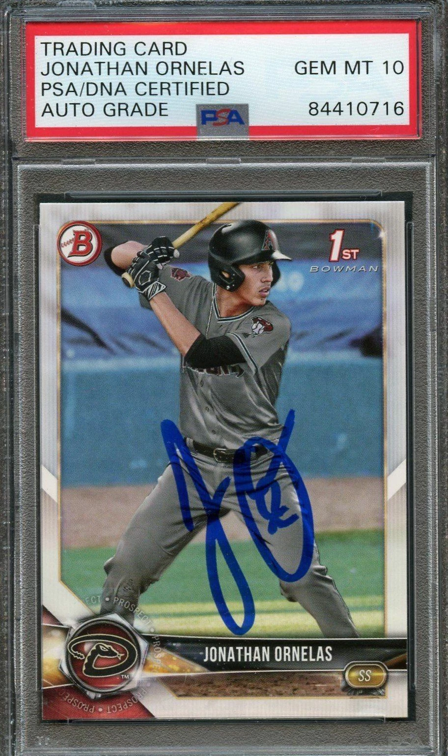 2018 Bowman Draft #BD-29 Jonathan Ornelas Signed Card PSA Slabbed Auto Grade 10