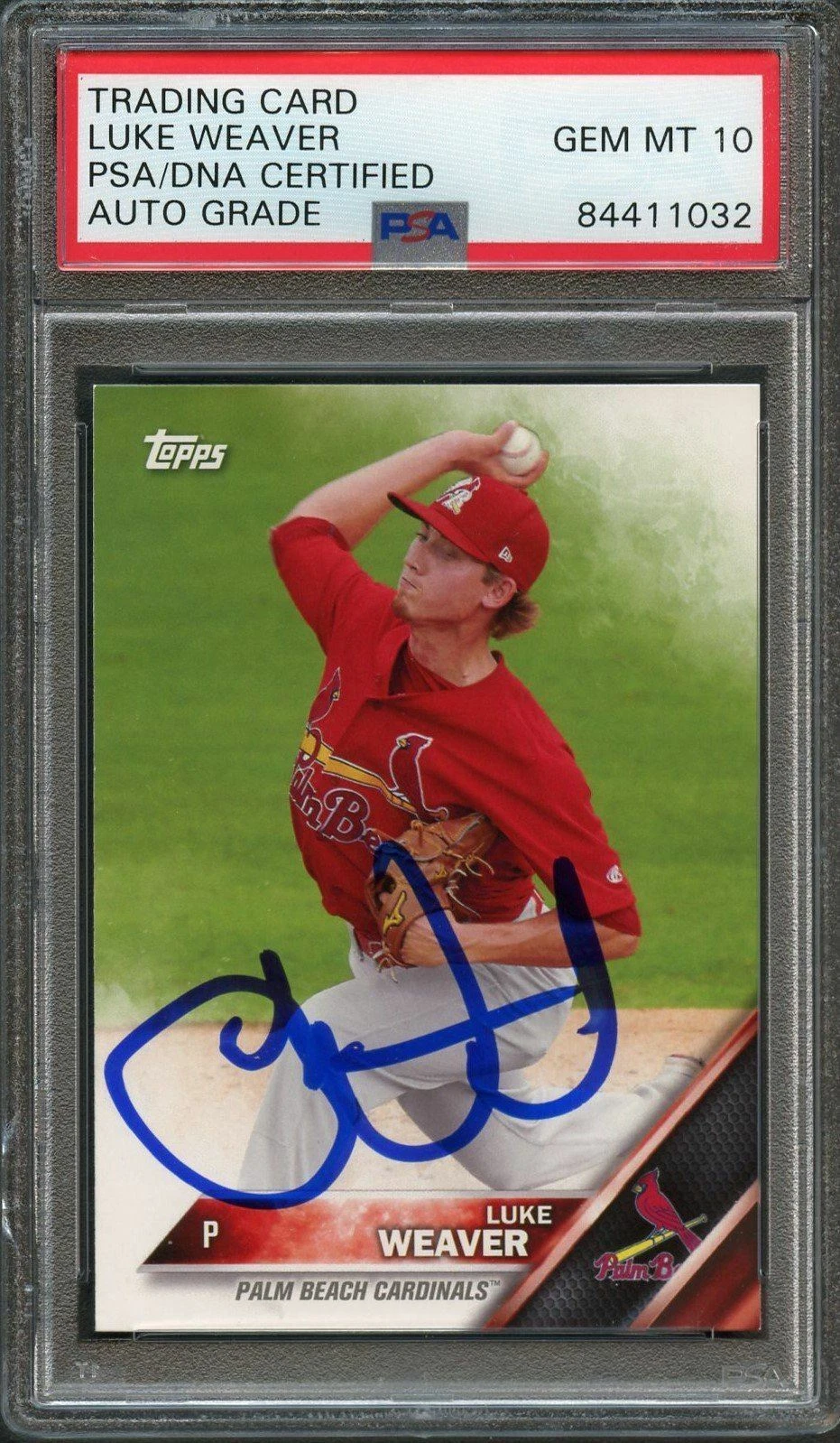 2016 Topps Pro Debut #48 Luke Weaver Signed Card PSA Slabbed Auto Grade 10 Cardi