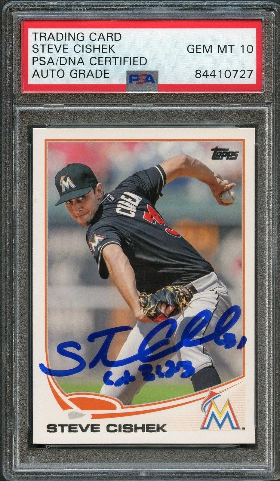 2013 Topps #621 Steve Cishek Signed Card PSA Slabbed Auto 10 Marlins
