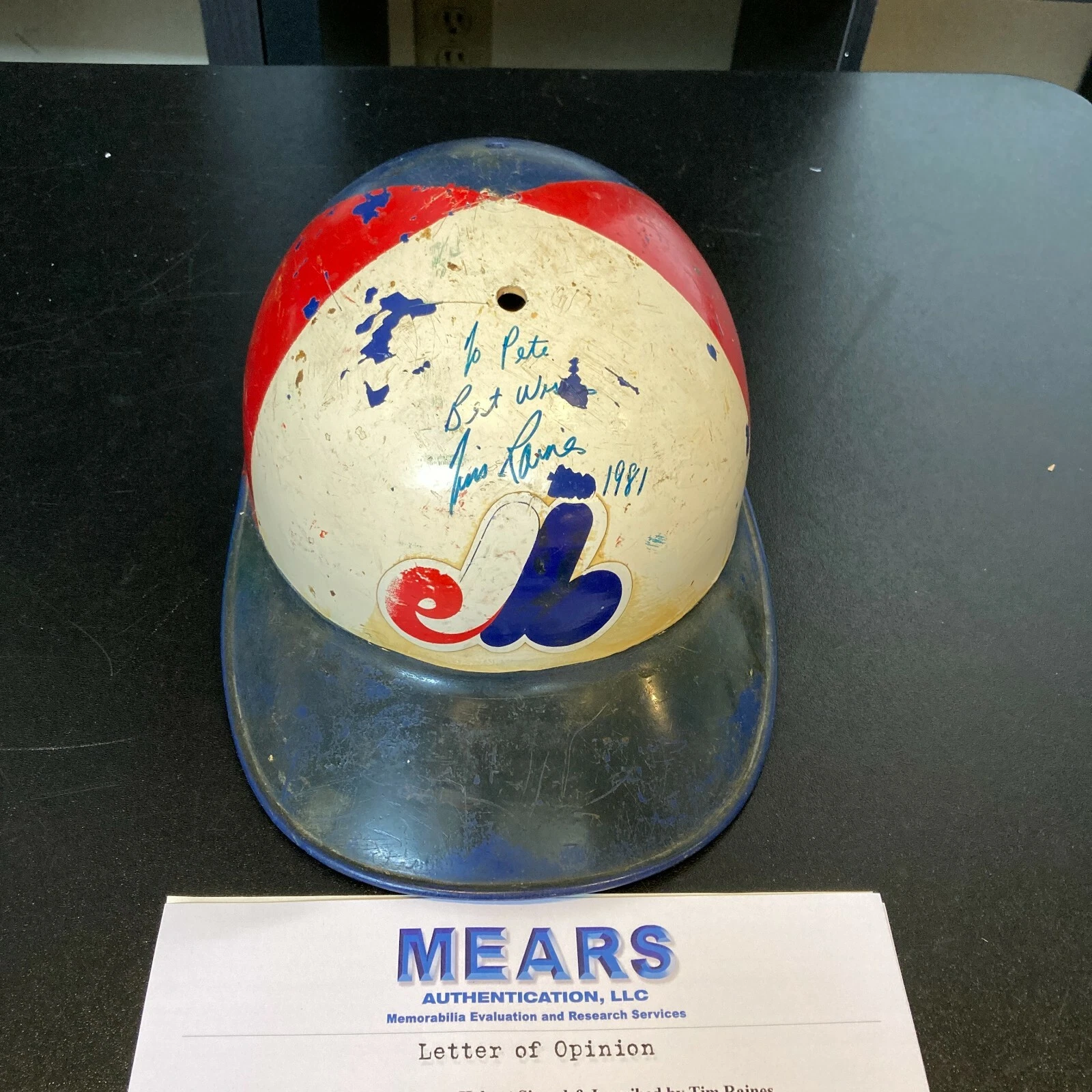 1981 TIM RAINES SIGNED VINTAGE GAME USED MONTREAL EXPOS HELMET MEARS & JSA COA COLLECTIBLE MEMORABILIA