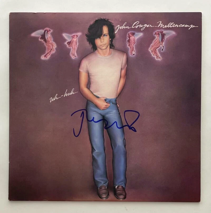 JOHN COUGAR MELLENCAMP SIGNED AUTOGRAPH ALBUM VINYL RECORD UH-HUH RARE! W/ JSA