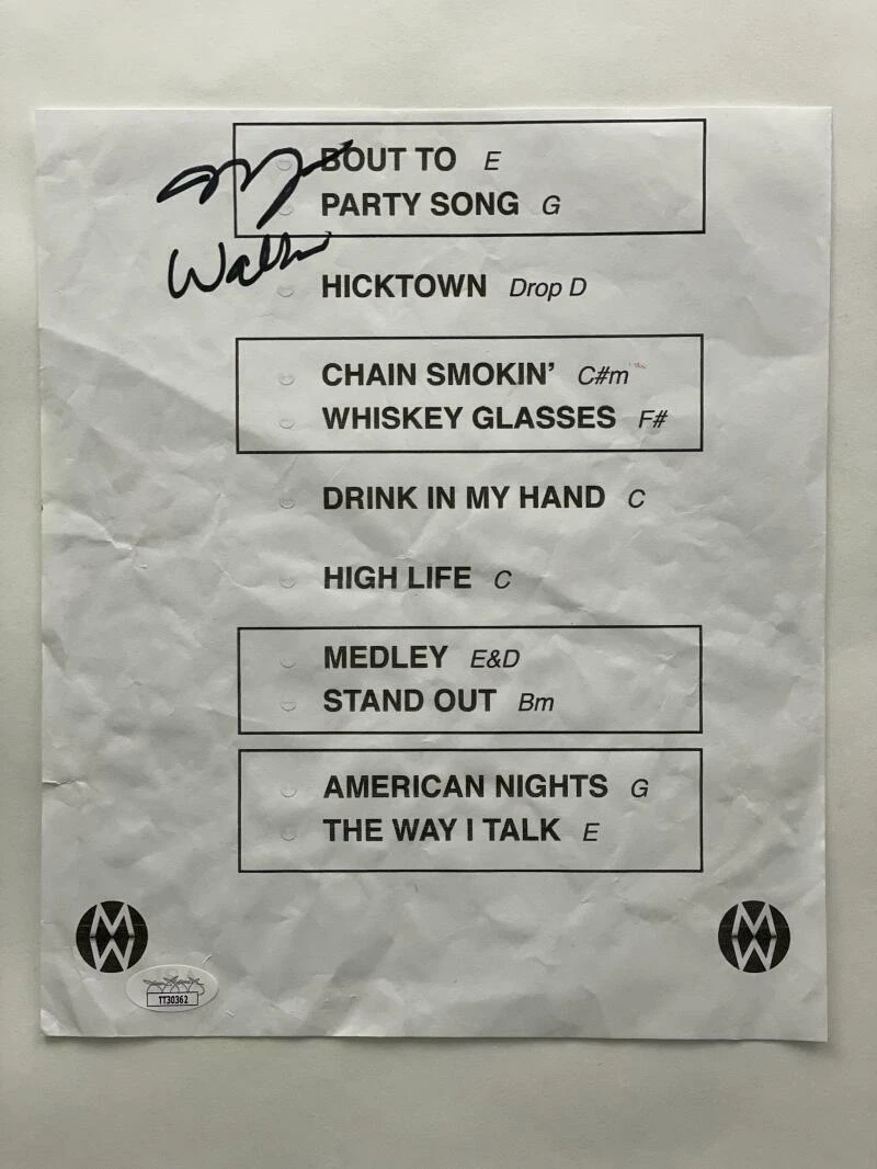 MORGAN WALLEN SIGNED AUTOGRAPH CONCERT SET LIST - COUNTRY SUPERSTAR RARE! W/ JSA