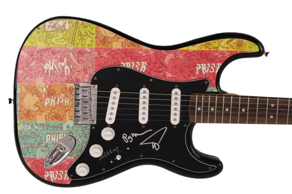 TREY ANASTASIO, MIKE, PAGE SIGNED AUTOGRAPH CUSTOM FENDER GUITAR PHISH W/ JSA