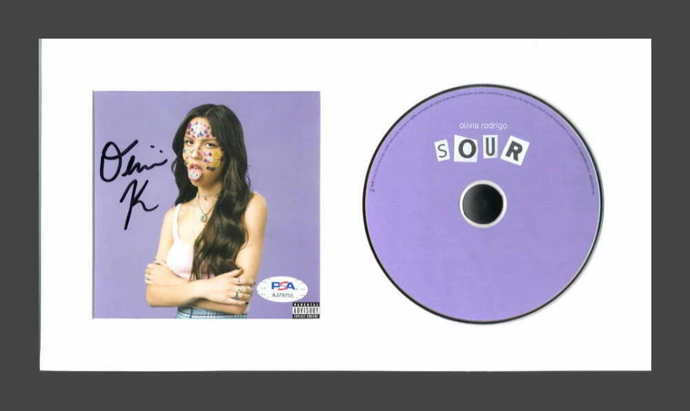 OLIVIA RODRIGO SIGNED AUTOGRAPH SOUR FRAMED CD DISPLAY - READY TO HANG! W/ PSA