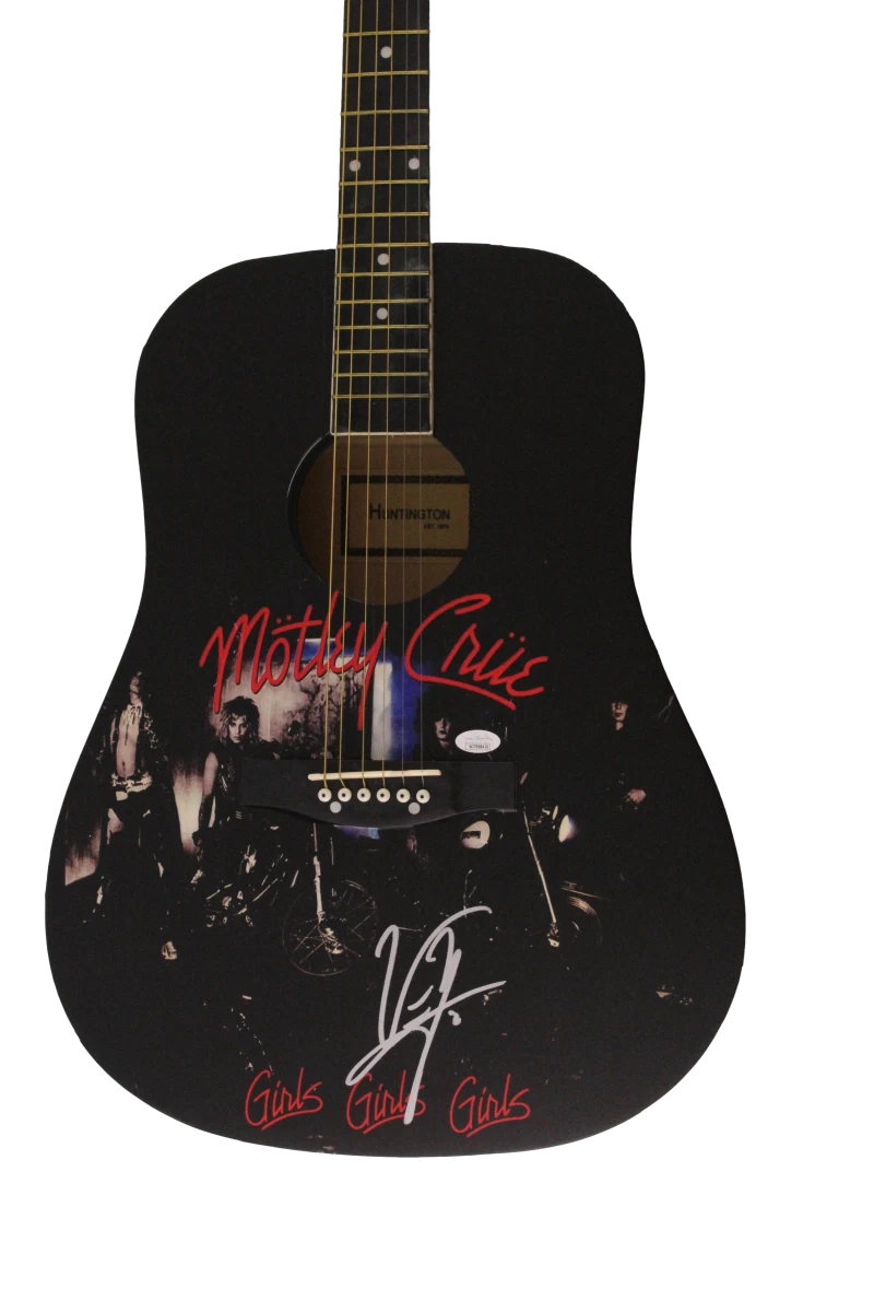 VINCE NEIL SIGNED AUTOGRAPH FULL SIZE CUSTOM MOTLEY CRUE ACOUSTIC GUITAR - JSA