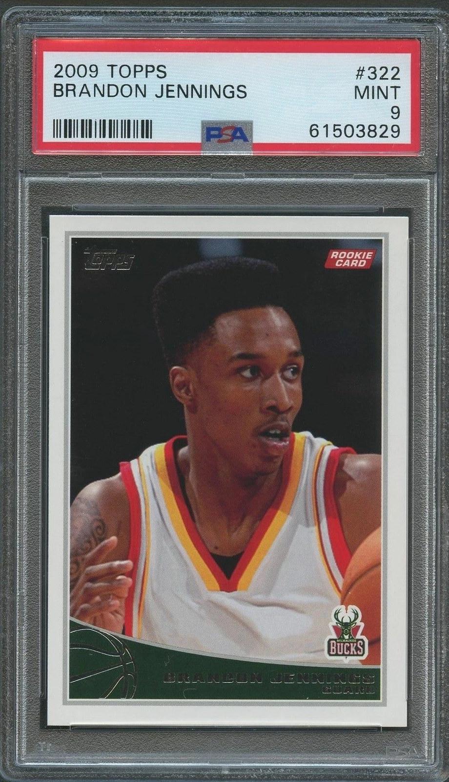 2009-10 Topps #322 Brandon Jennings Rookie Card PSA Mint 9 Slabbed RC Bucks