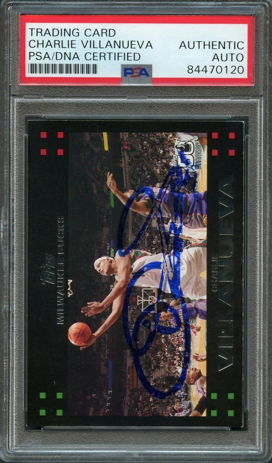 2007 Topps #89 Charlie Villanueva Signed Card AUTO PSA/DNA Slabbed Bucks