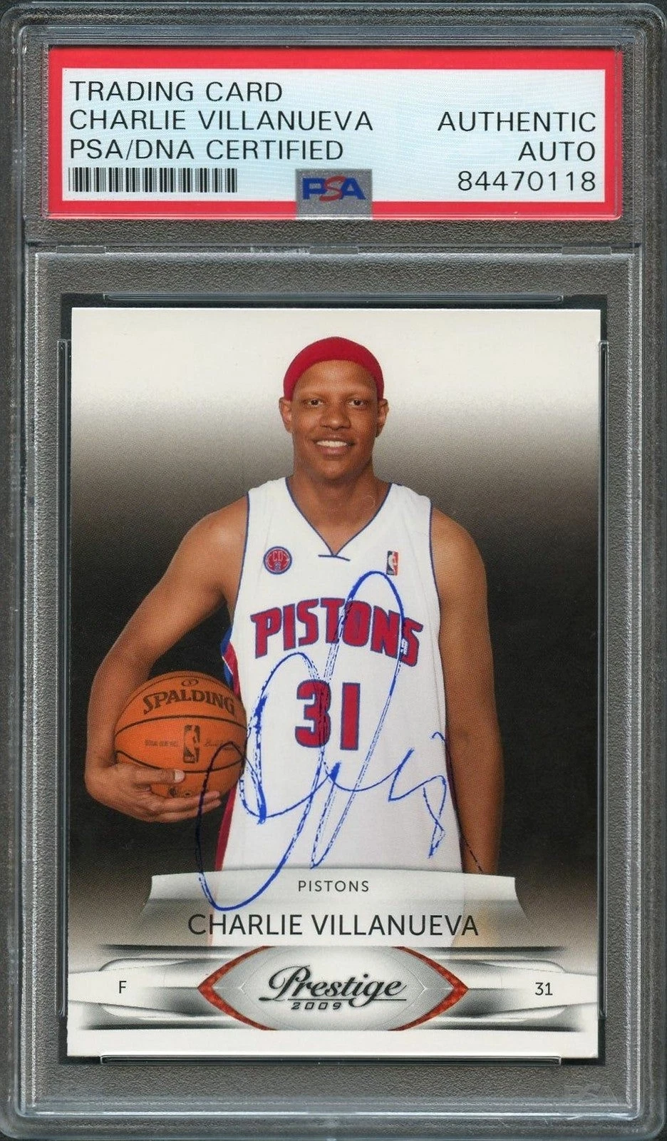 2009-10 Panini Prestige #58 Charlie Villanueva Signed Card AUTO PSA/DNA Slabbed
