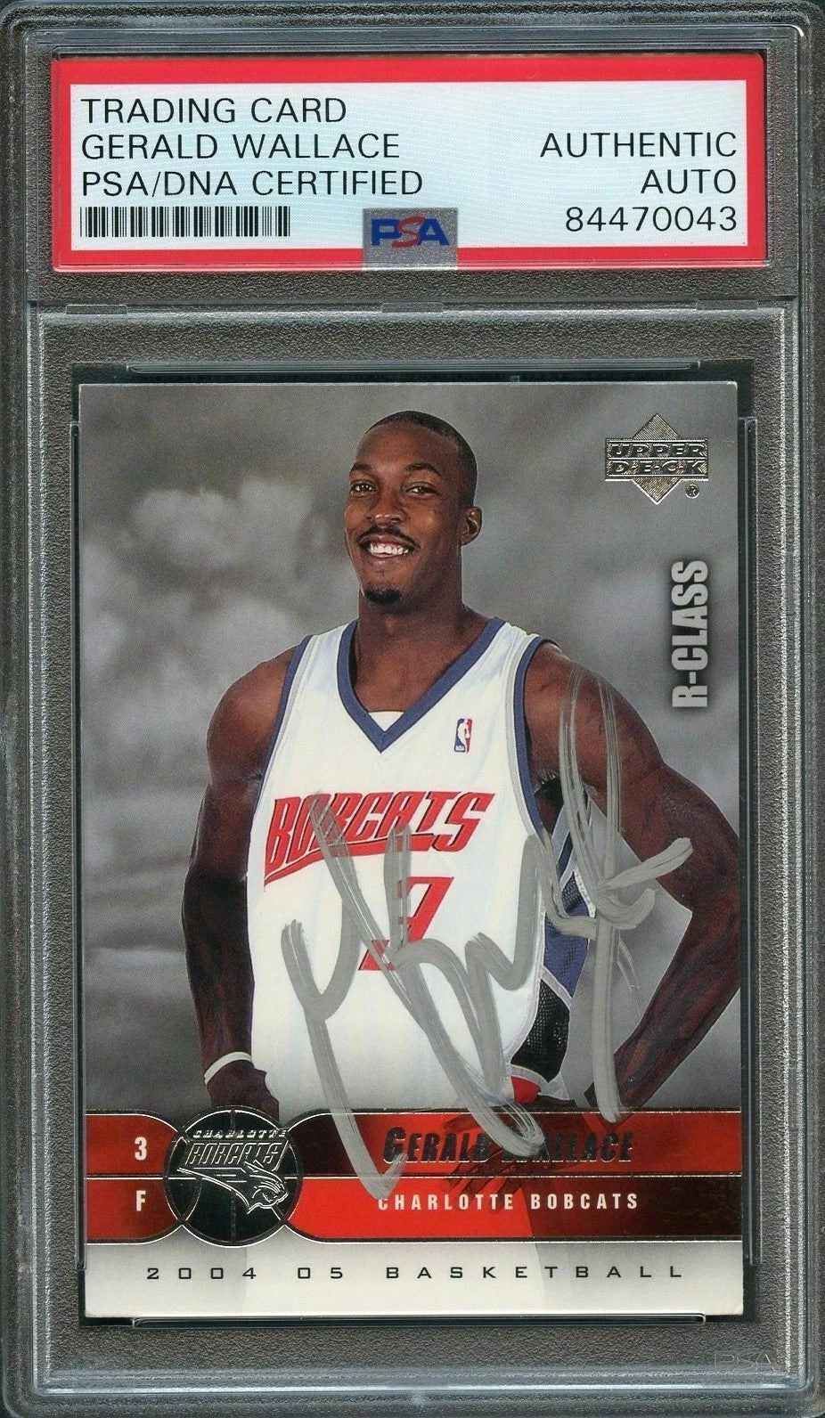 2004-05 Upper Deck R-Class #7 Gerald Wallace Signed Card AUTO PSA Slabbed Bobcat