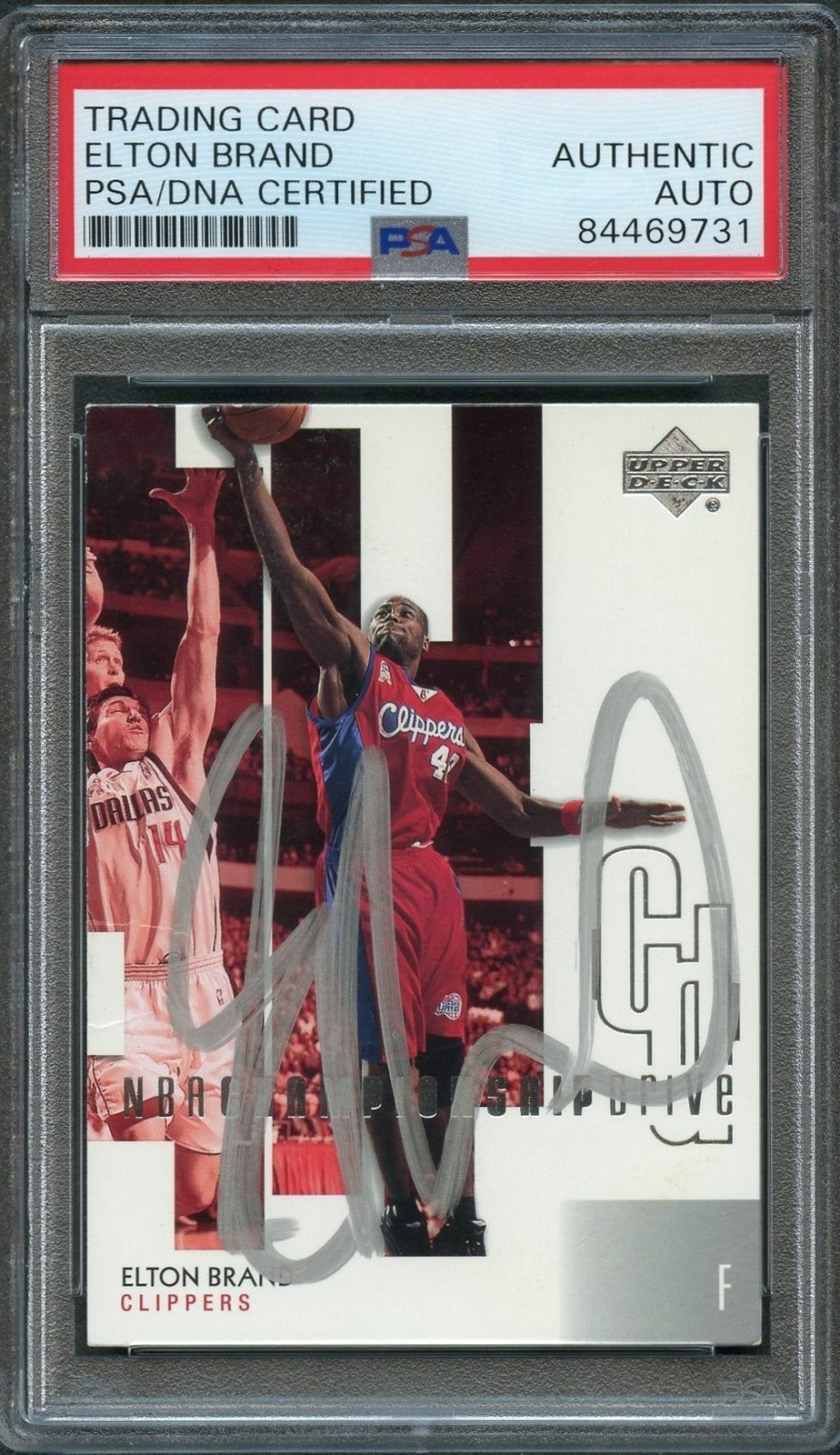2002-03 Upper Deck Championship Drive #35 Elton Brand Signed Card AUTO PSA Slabb