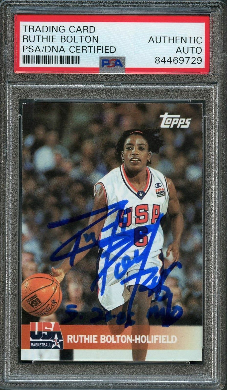 2000 Topps Team USA #36 Ruthie Bolton-Holifield Signed Card AUTO PSA/DNA Slabbed