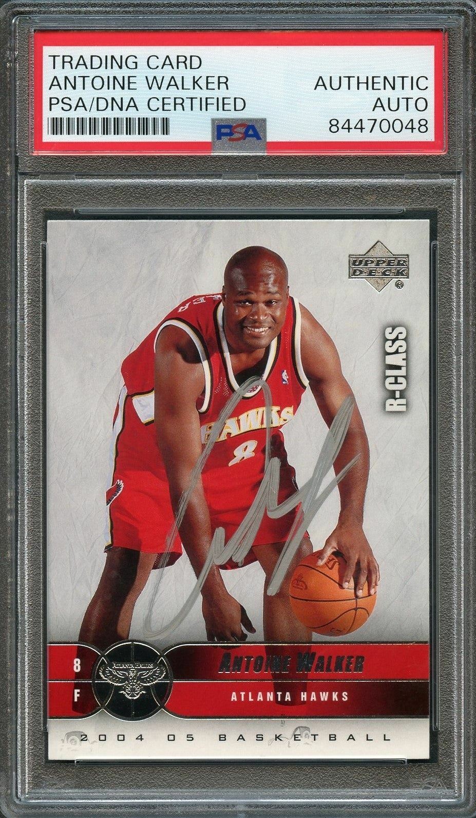 2004-05 Upper Deck R-Class #1 Antoine Walker Signed Card AUTO PSA Slabbed Atlant
