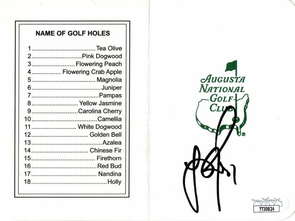 JUSTIN ROSE SIGNED AUTOGRAPH AUGUSTA NATIONAL MASTERS SCORECARD - RARE W/ JSA