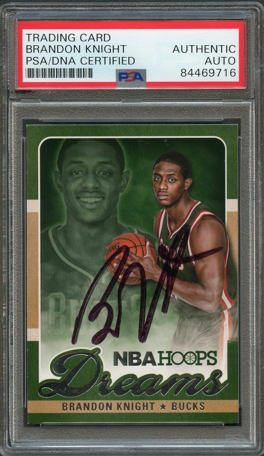 2013-14 NBA Hoops Dreams #7 Brandon Knight Signed Card AUTO PSA Slabbed Bucks