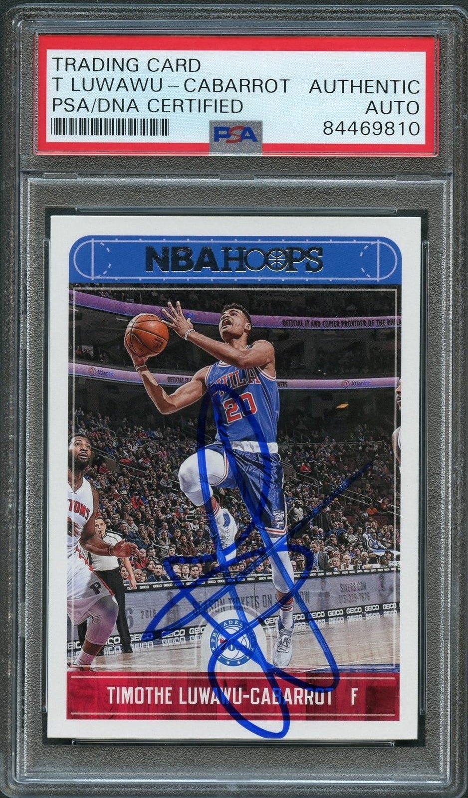 2017-18 NBA Hoops #5 Timothe Luwawu-Cabarrot Signed Card AUTO PSA Slabbed 76ers