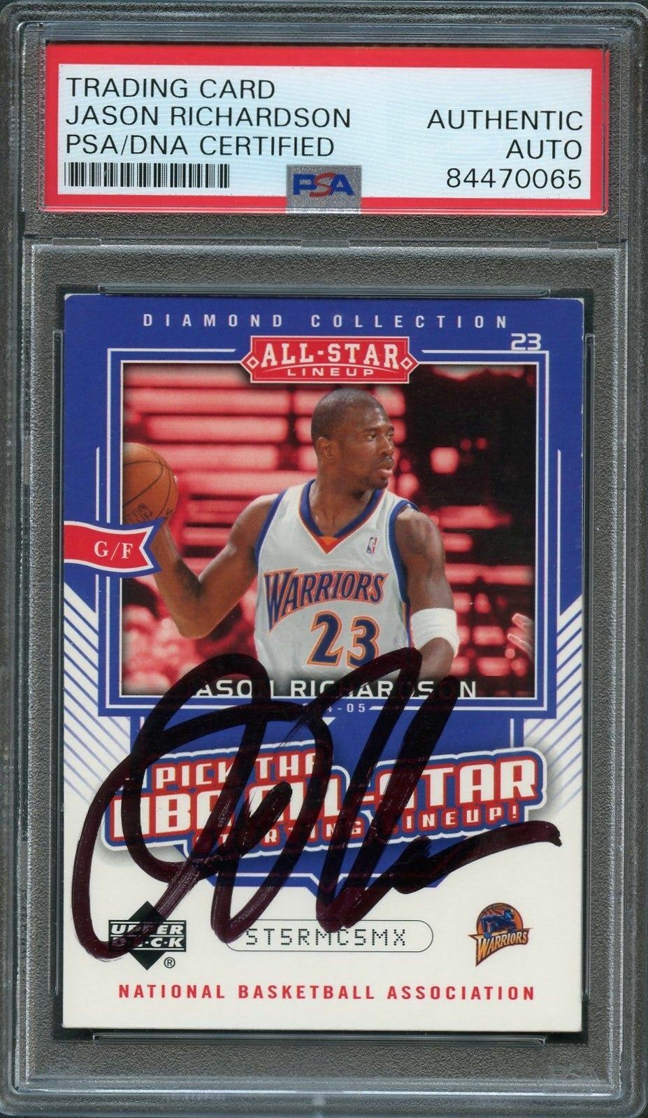 2004-05 Upper Deck All-Star Lineup #AS18 Jason Richardson Signed Card AUTO PSA S