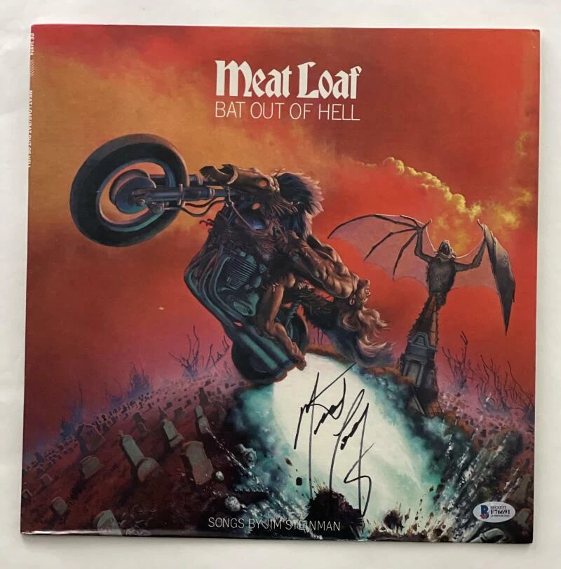 MEAT LOAF SIGNED AUTOGRAPH ALBUM VINYL RECORD - BAT OUT OF HELL RARE! W/ BECKETT