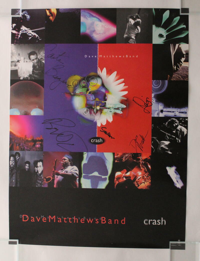 DAVE MATTHEWS FULL BAND SIGNED AUTOGRAPH 18X24 CRASH CONCERT TOUR POSTER BAS JSA