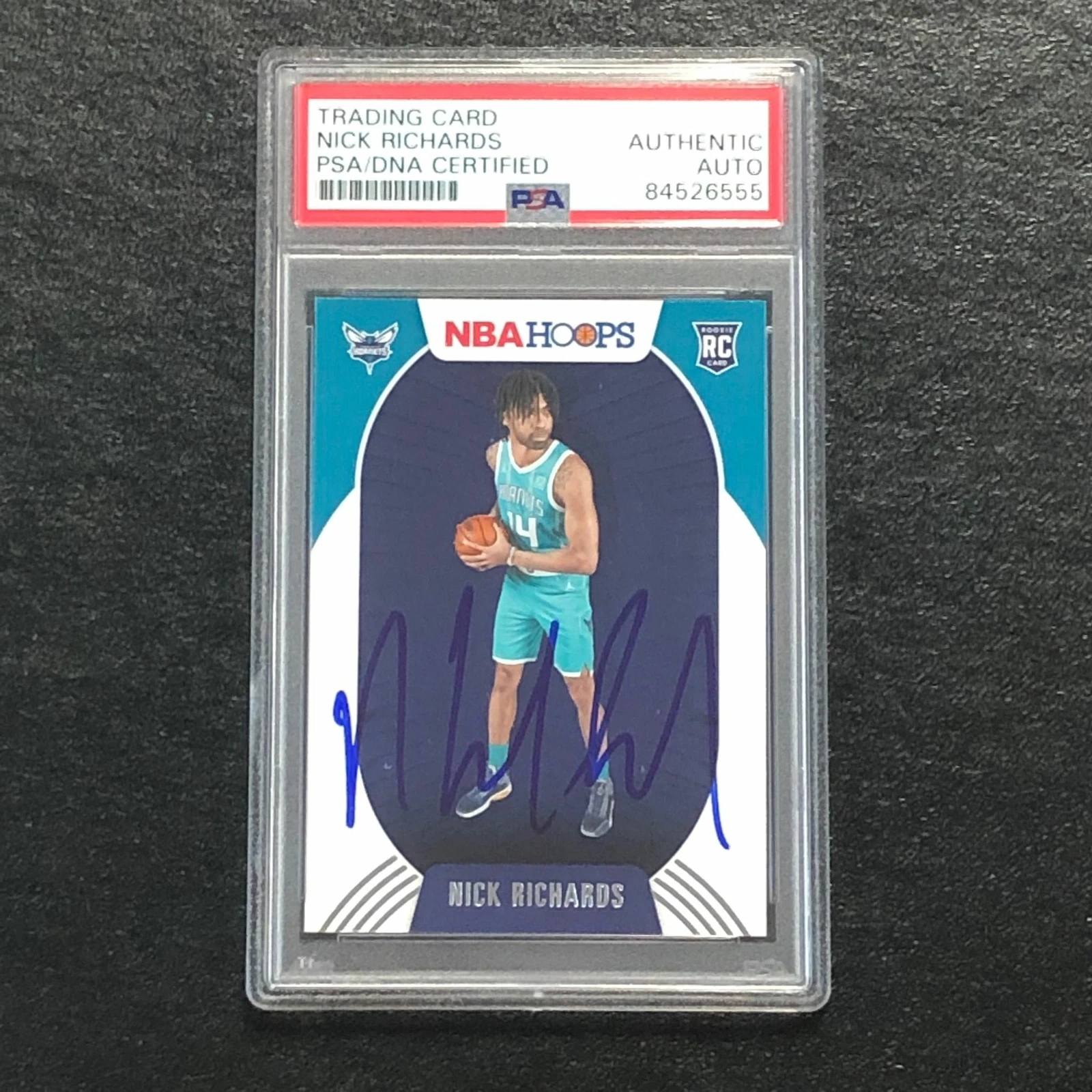 2020-21 NBA Hoops #222 Nick Richards Signed Card AUTO PSA Slabbed RC Hornets