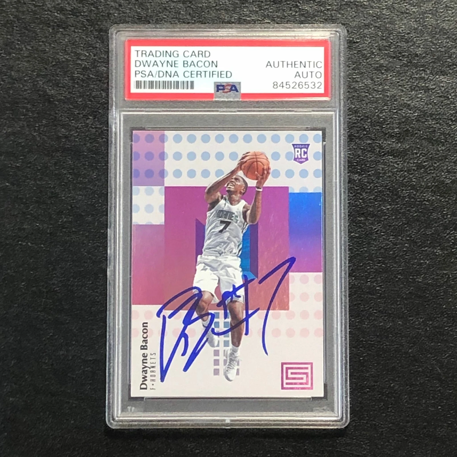 2017-18 Panini Status #141 Dwayne Bacon Signed Card AUTO PSA/DNA Slabbed RC Horn