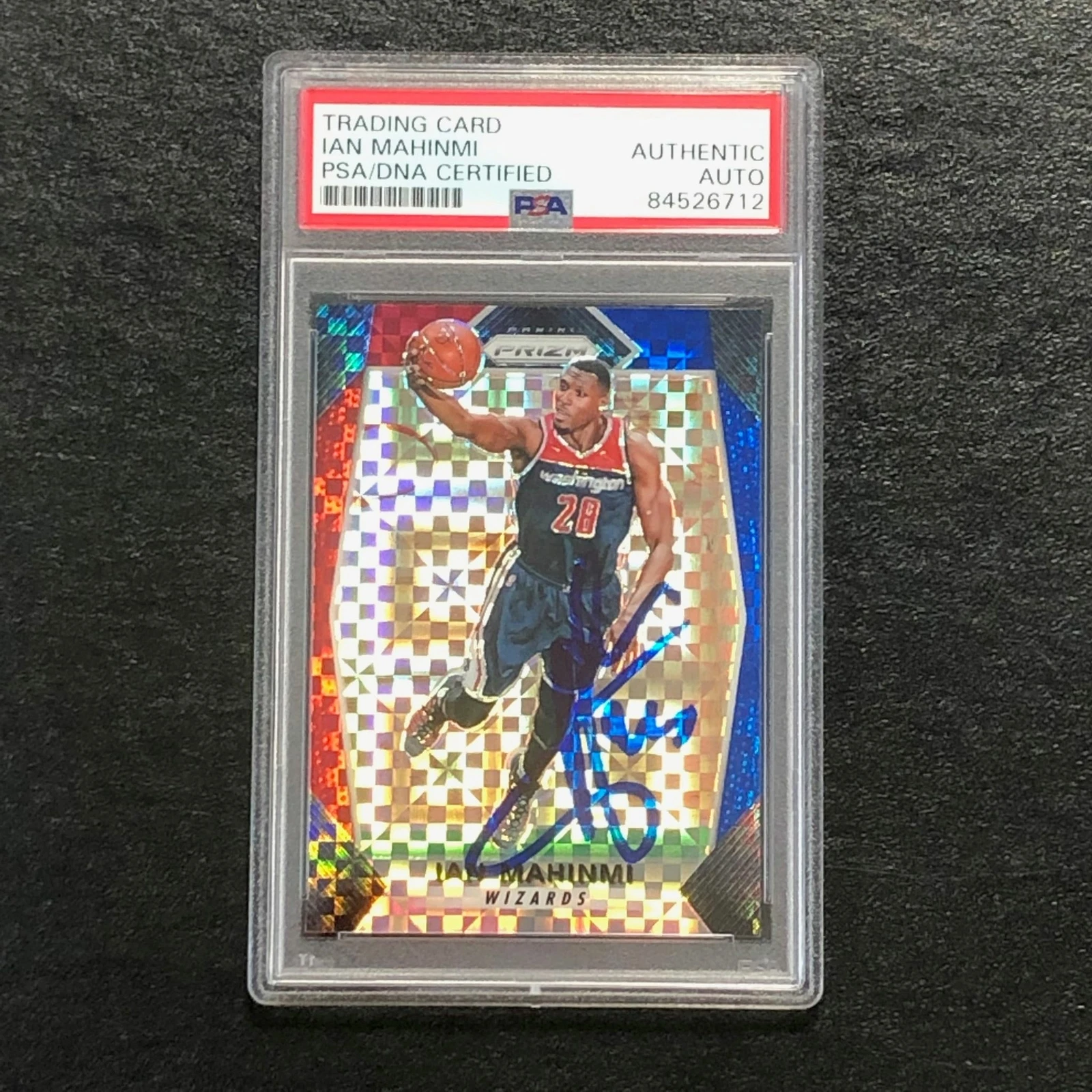 2017-18 Panini Prizm Red White Blue #138 Ian Mahinmi Signed Card AUTO PSA Slabbe