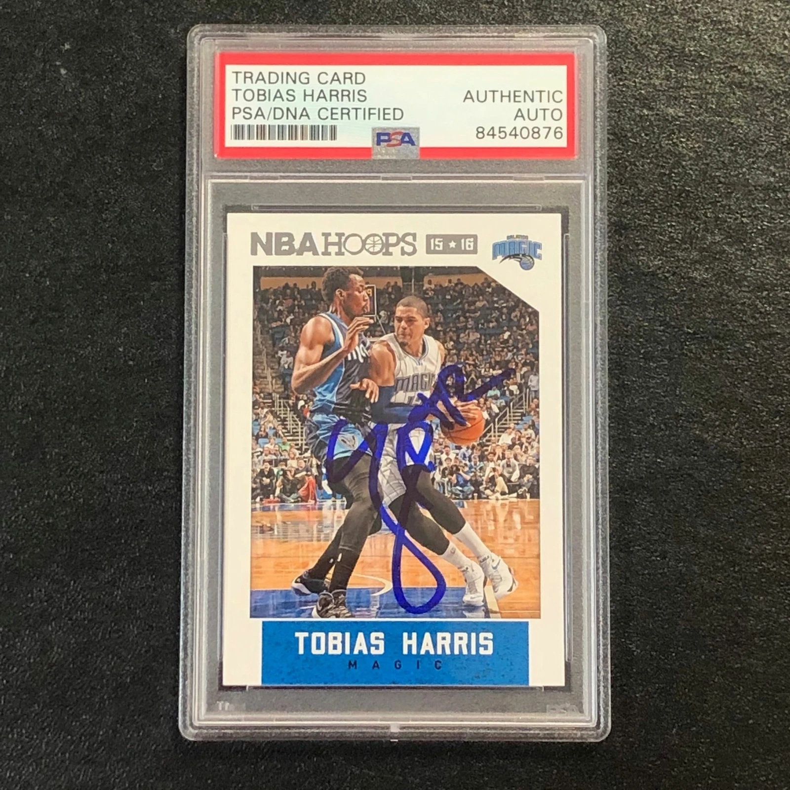 2015-16 NBA Hoops #90 Tobias Harris Signed Card AUTO PSA Slabbed Magic