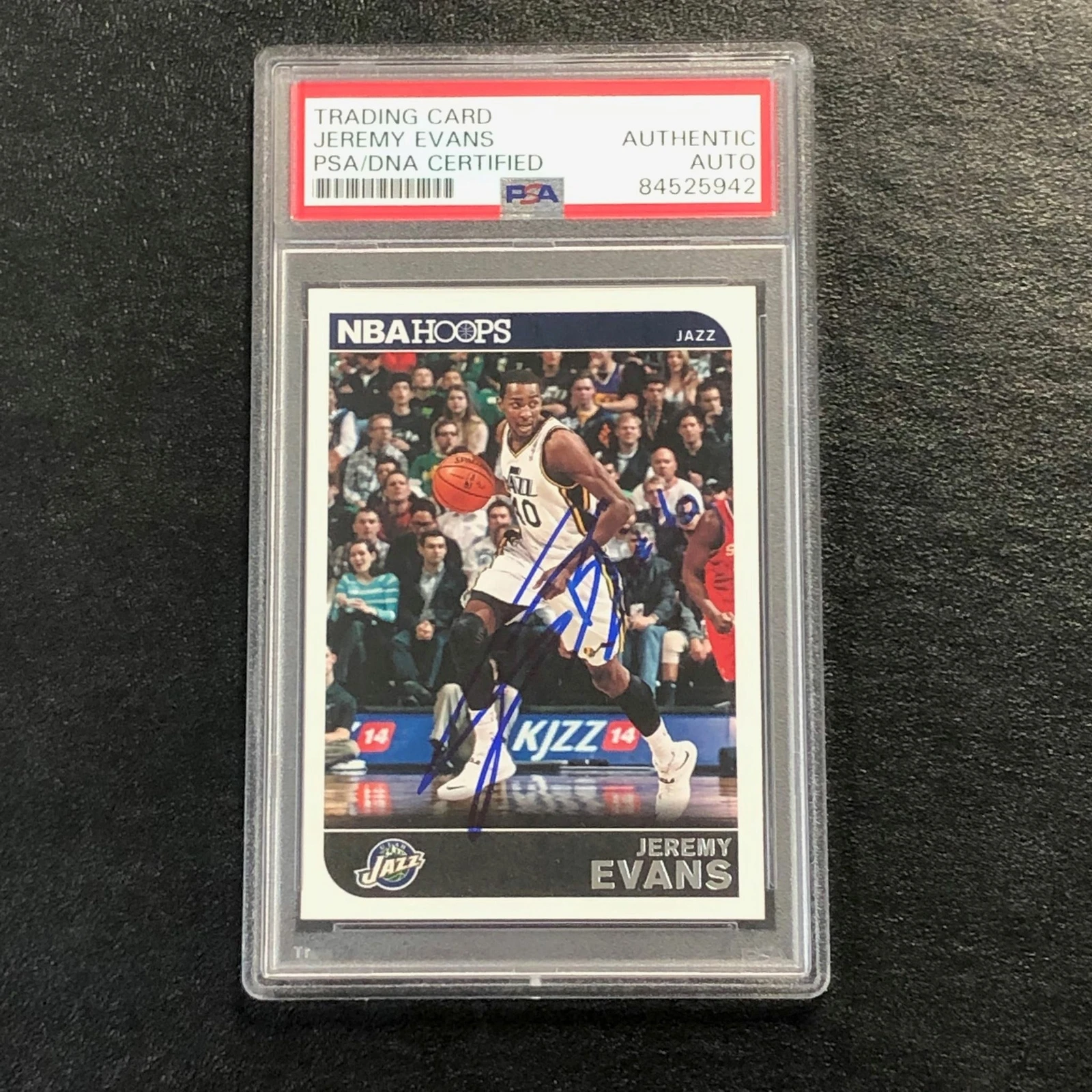 2014-15 NBA HOOPS #100 Jeremy Evans Signed Card AUTO PSA Slabbed Jazz