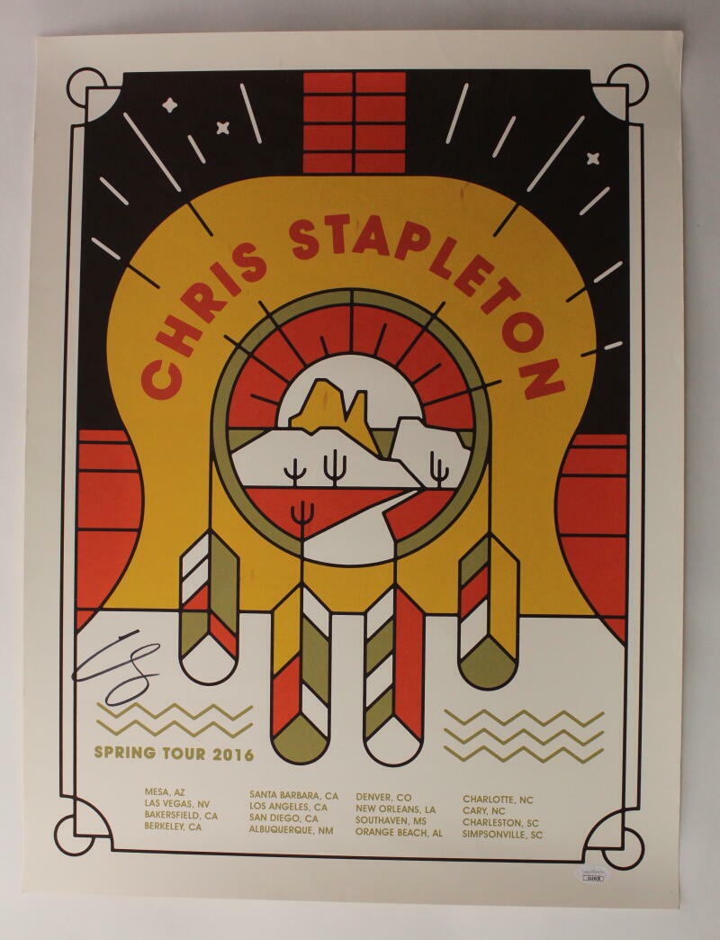 CHRIS STAPLETON SIGNED AUTOGRAPH 18X24 CONCERT TOUR POSTER - SPRING 2016 W/ JSA