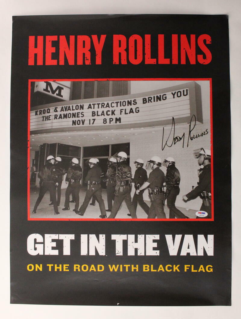 HENRY ROLLINS SIGNED AUTOGRAPH 18X24 CONCERT TOUR POSTER - BLACK FLAG B W/ PSA