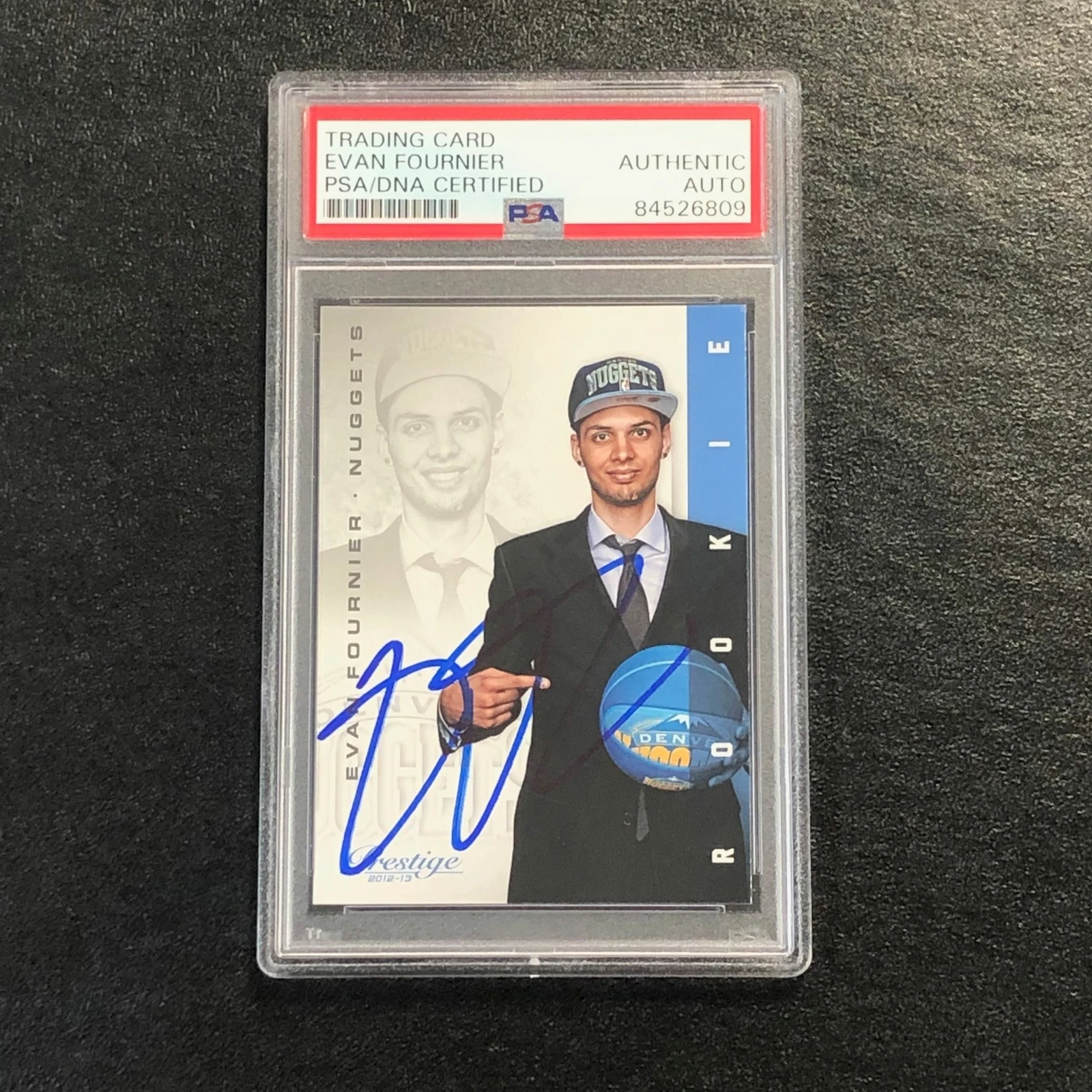 2012-13 Panini Prestige #220 Evan Fournier Signed Card AUTO PSA Slabbed RC Nugge