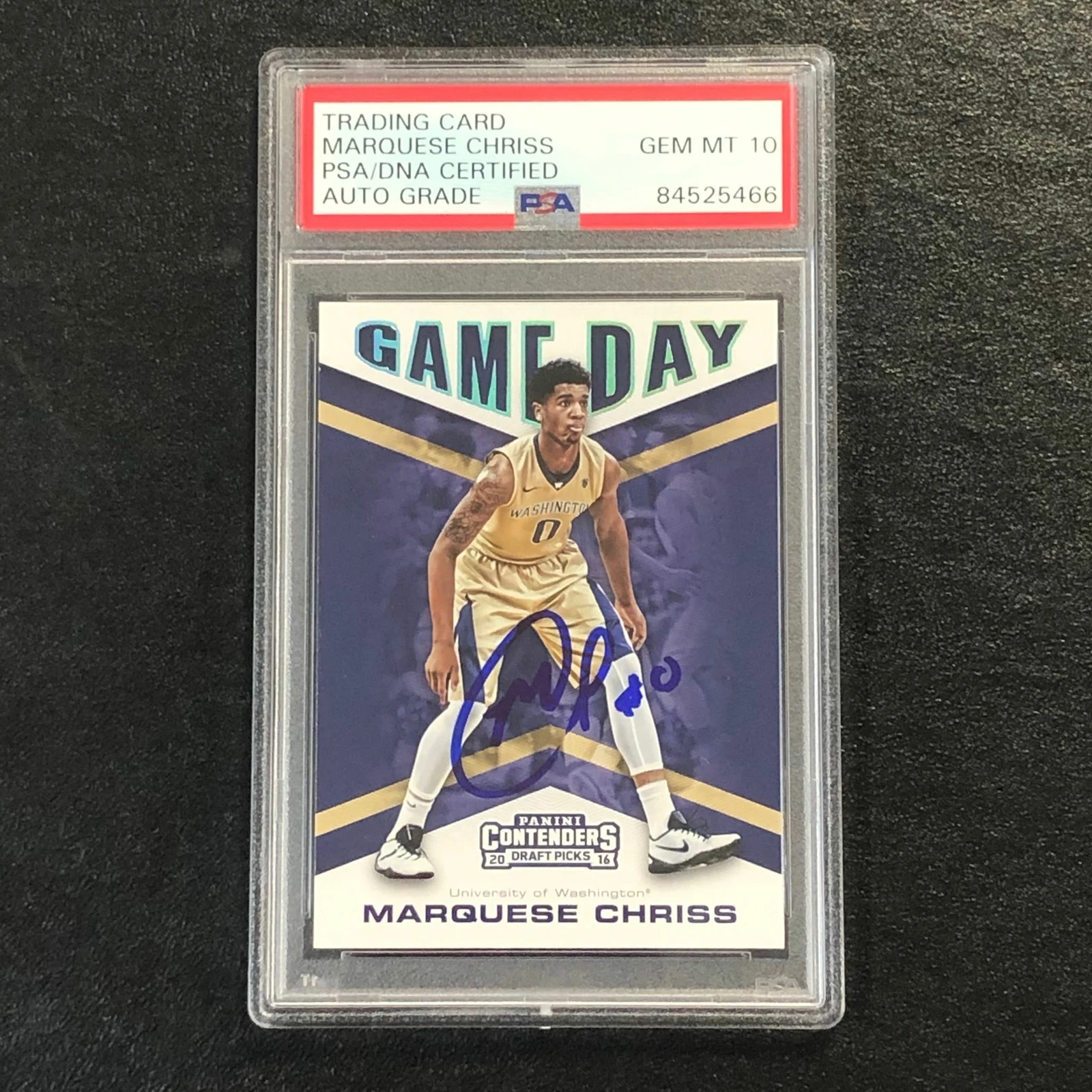 2016-17 Contenders Draft Picks #7 Marquese Chriss Signed Card AUTO 10 PSA Slabbe