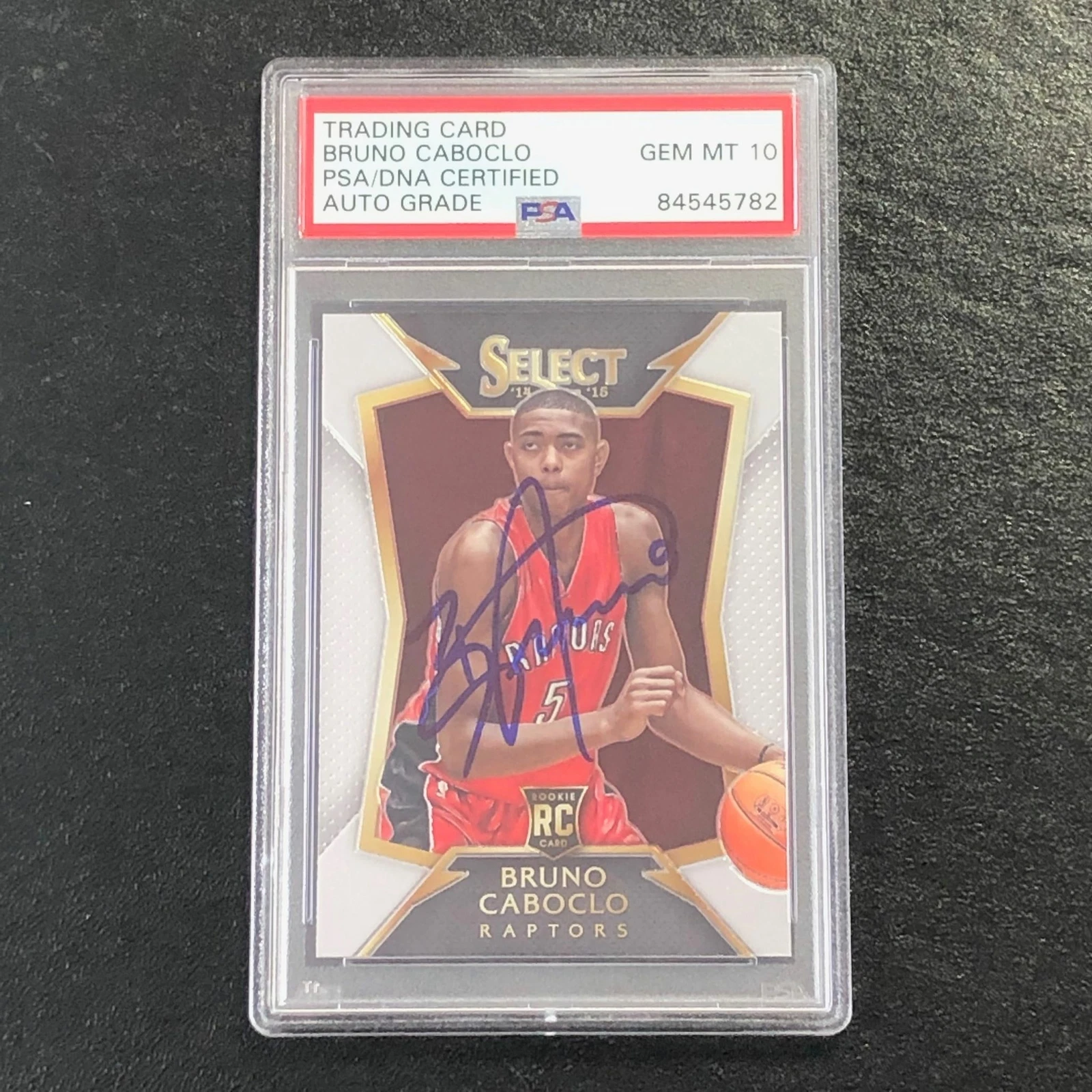 2014 Panini Select #81 Bruno Caboclo Signed Card AUTO 10 PSA/DNA Slabbed RC Rapt
