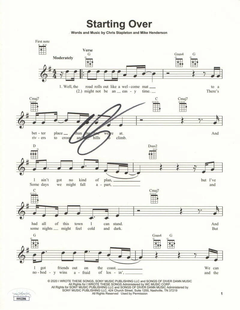 CHRIS STAPLETON SIGNED AUTOGRAPH 