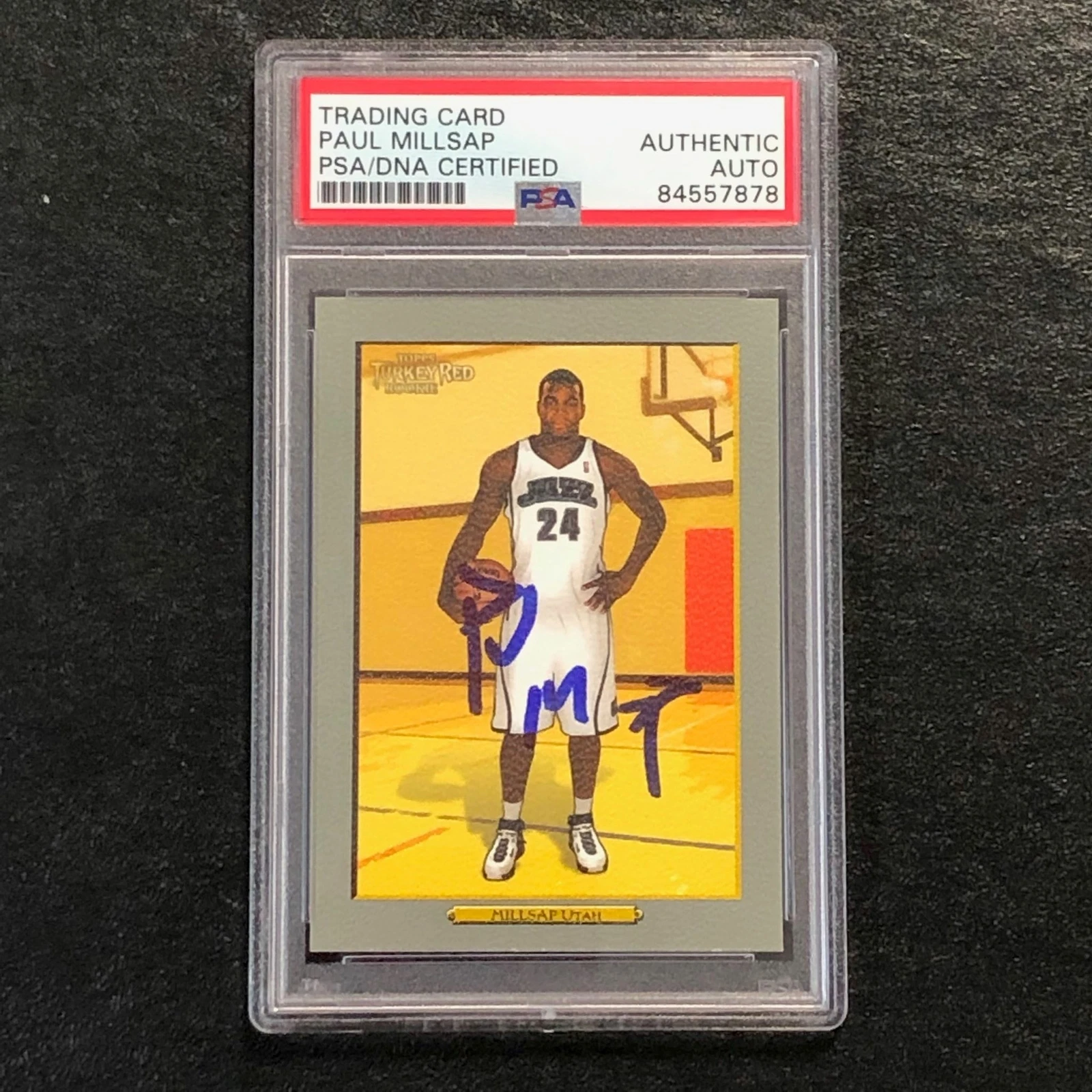 2006-07 Topps Turkey Red #210 Paul Millsap Signed Card AUTO PSA Slabbed Jazz