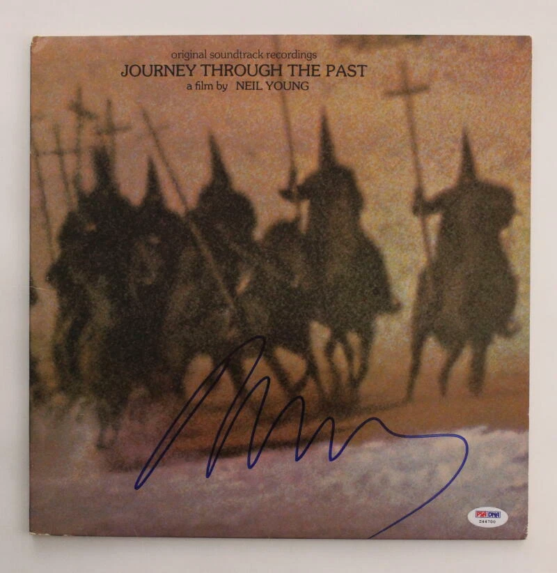 NEIL YOUNG SIGNED AUTOGRAPH ALBUM VINYL RECORD - JOURNEY THROUGH THE PAST W/ PSA