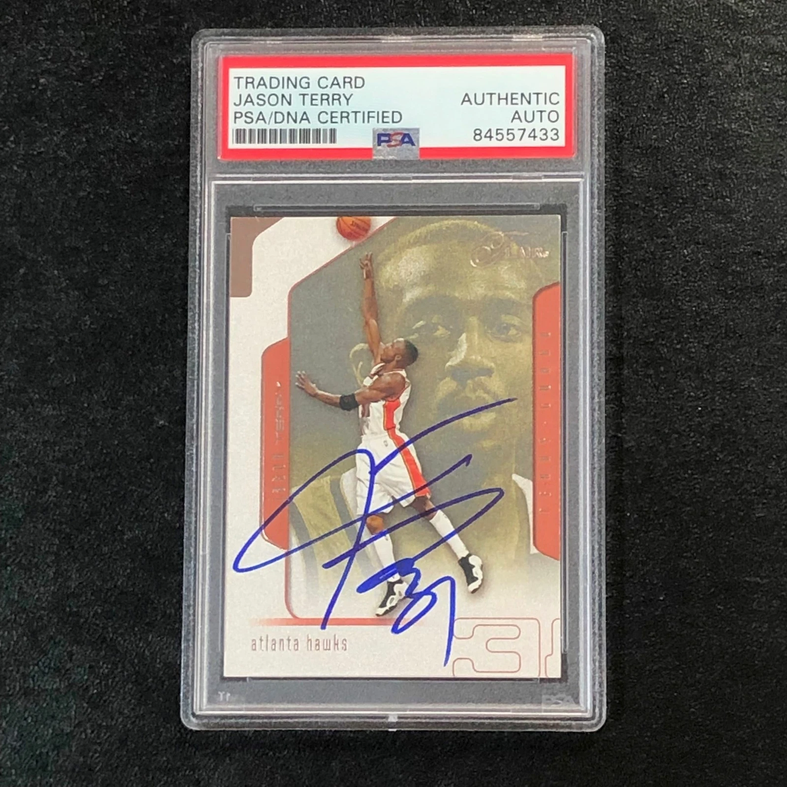 2001-02 Flair #80 Jason Terry Signed Card AUTO PSA Slabbed Hawks