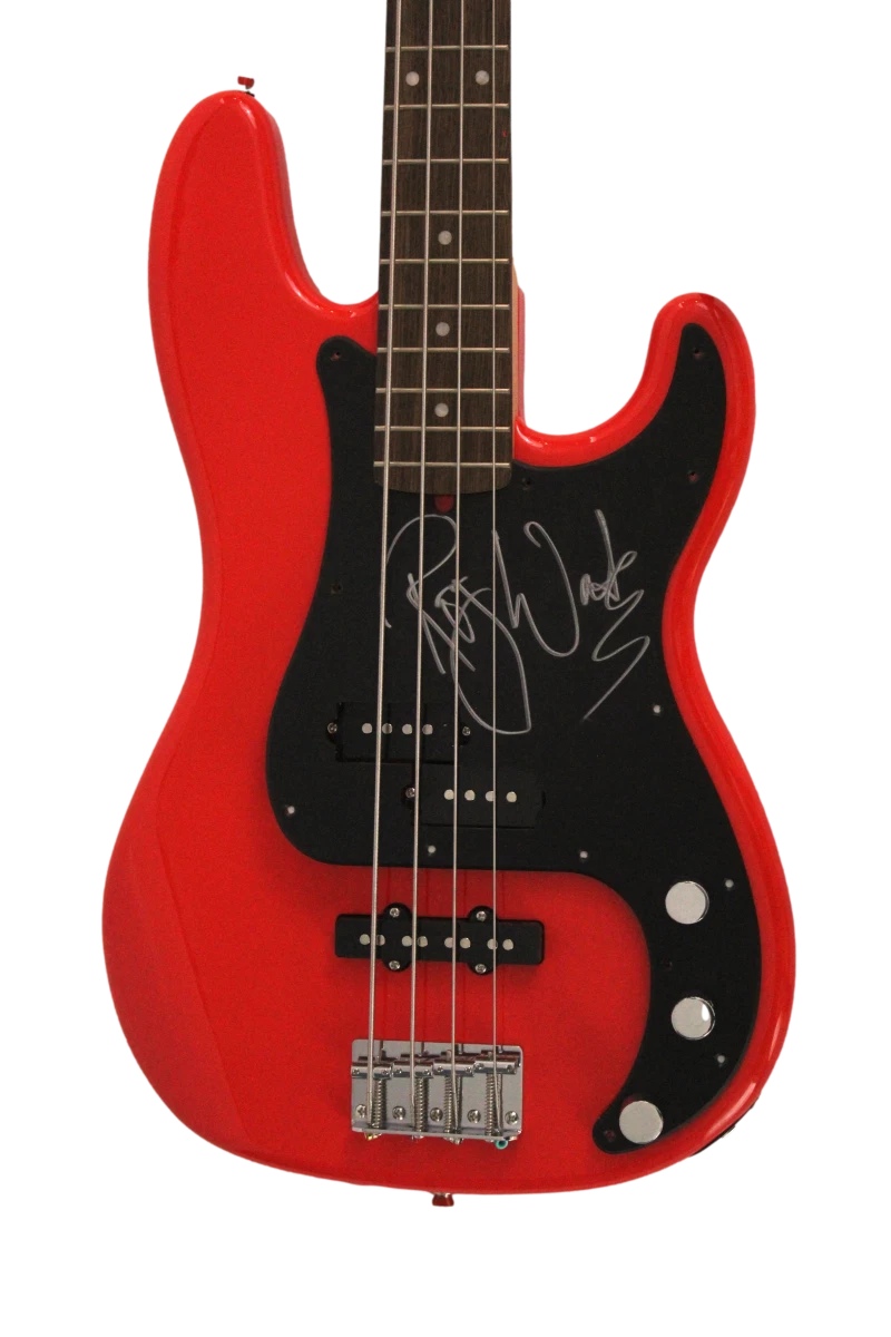 ROGER WATERS SIGNED AUTOGRAPH RED FENDER ELECTRIC BASS GUITAR PINK FLOYD W/ JSA