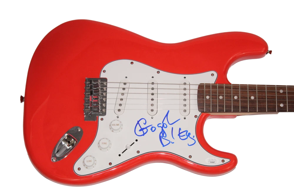 EUGENE HUTZ SIGNED AUTOGRAPH RED FENDER ELECTRIC GUITAR GOGOL BORDELLO JSA COA