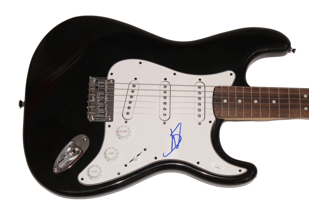 STEVE WINWOOD SIGNED AUTOGRAPH FULL SIZE BLACK FENDER ELECTRIC GUITAR W/ JSA COA
