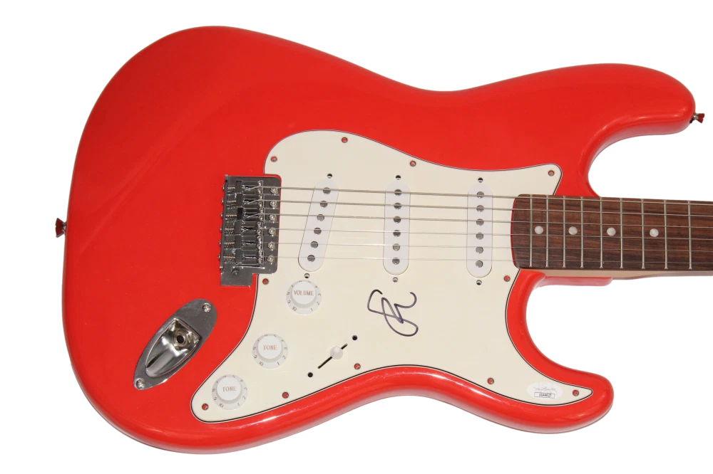STONE GOSSARD SIGNED AUTOGRAPH RED FENDER ELECTRIC GUITAR - PEARL JAM JSA COA