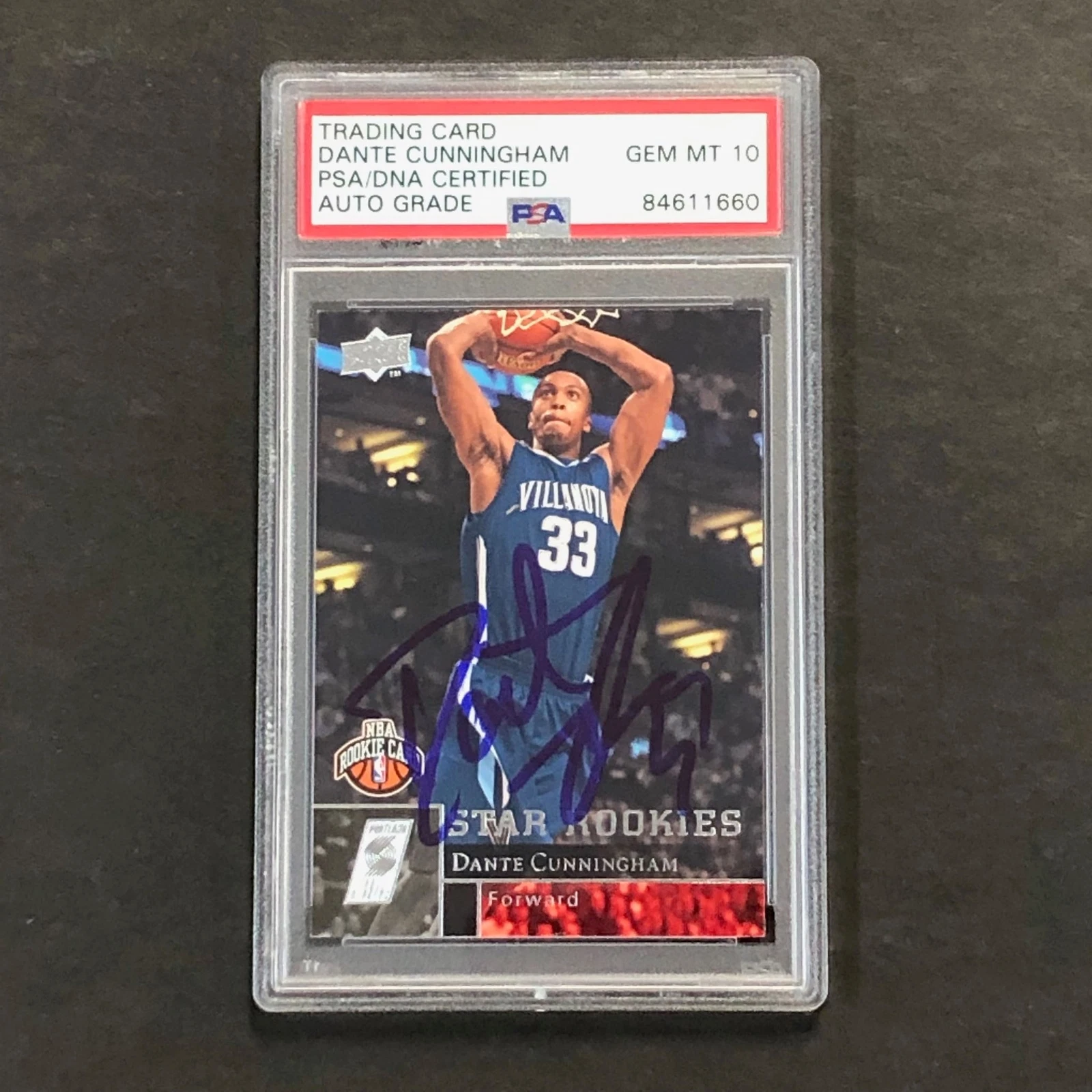 2009-10 Upper Deck #212 Dante Cunningham Signed Card AUTO 10 PSA Slabbed Trail B