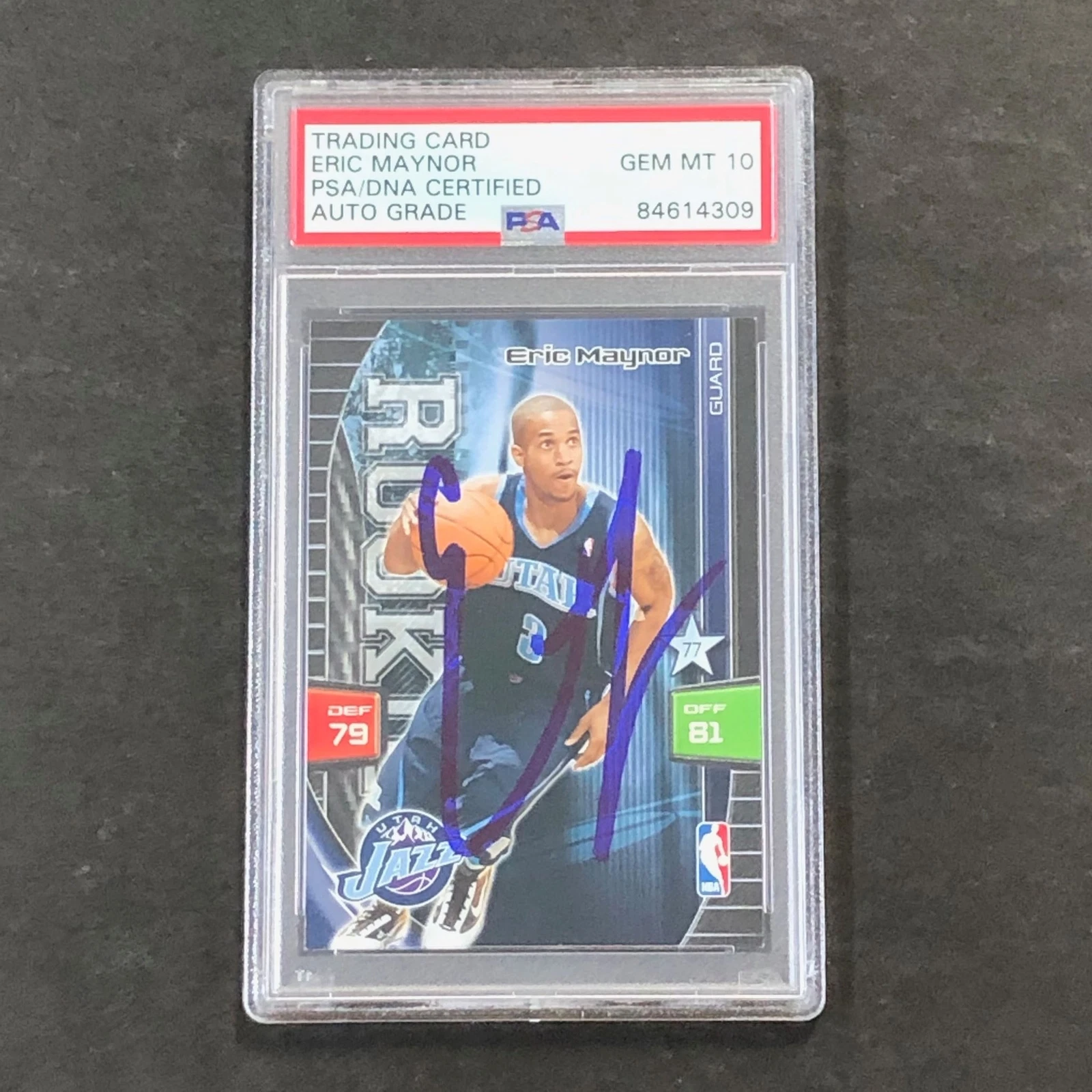 2009-10 Adrenalyn XL #186 Eric Maynor Signed Card AUTO 10 PSA Slabbed RC Jazz