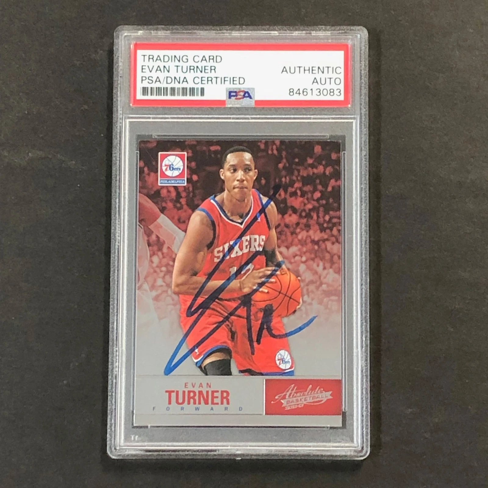 2012-13 Absolute Basketball #58 Evan Turner Signed Card AUTO PSA Slabbed 76ers