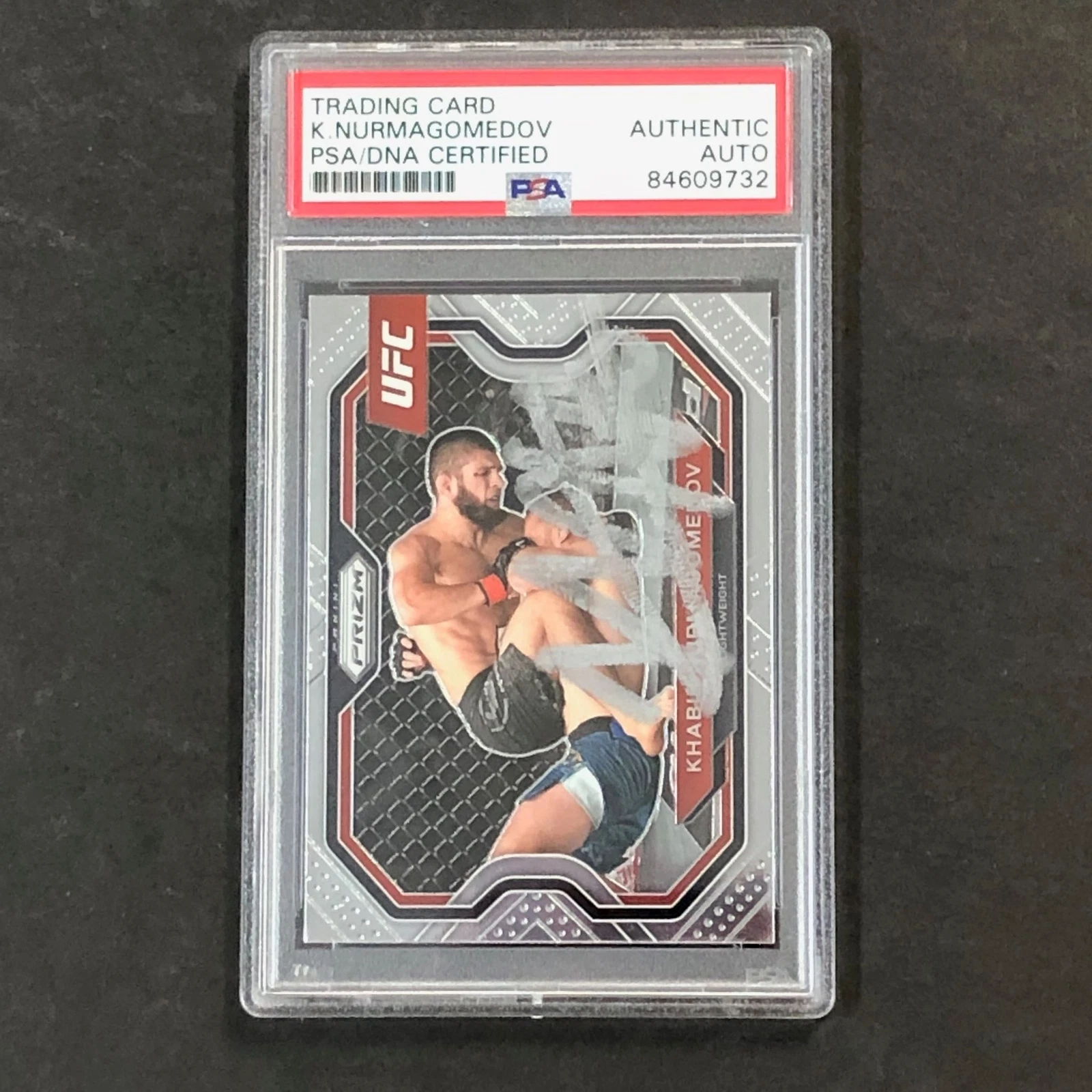 2021 Panini Prizm UFC #181 Khabib Nurmagomedov Signed Card AUTO PSA Slabbed
