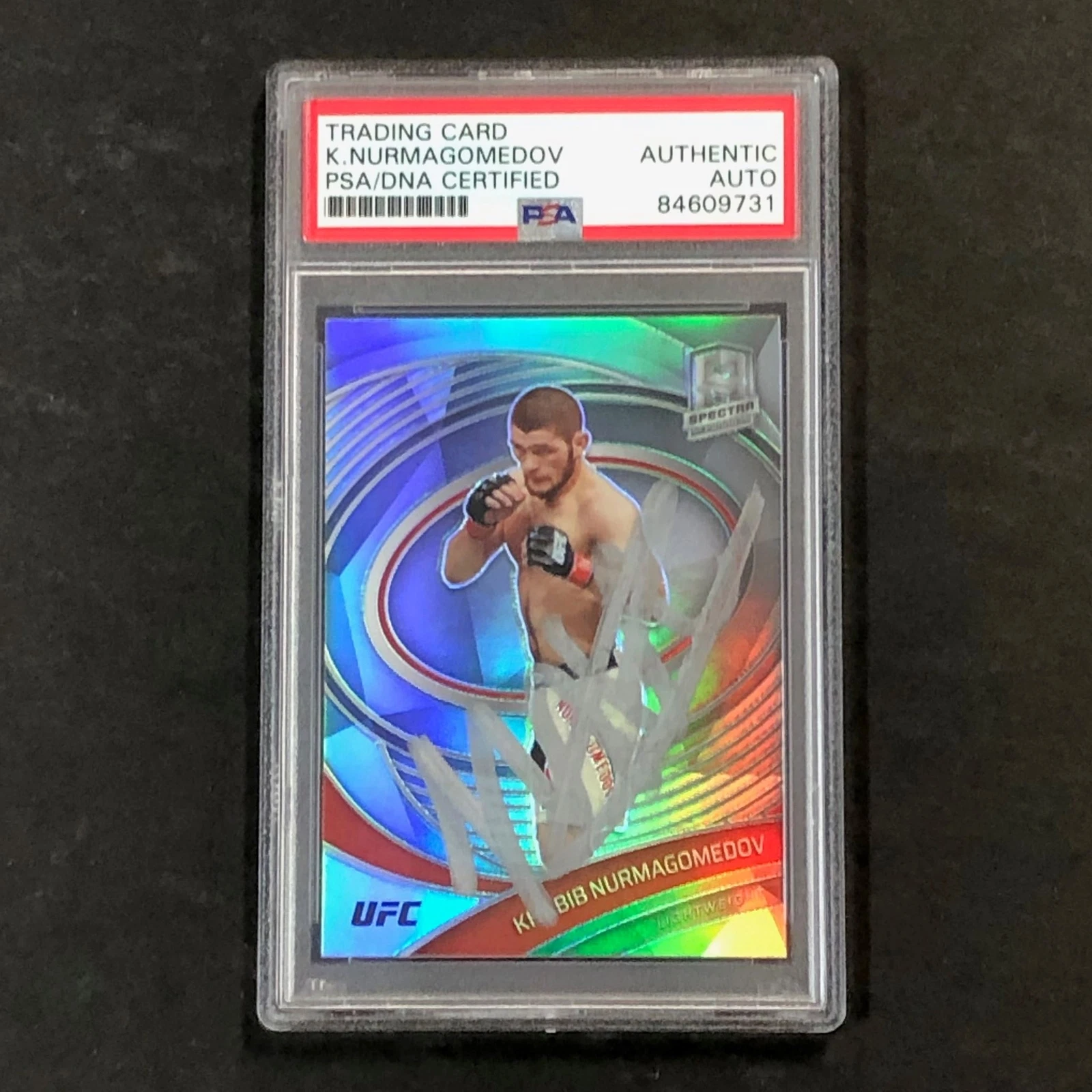 2021 Panini Chronicles Spectra #282 Khabib Nurmagomedov Signed Card AUTO PSA Sla