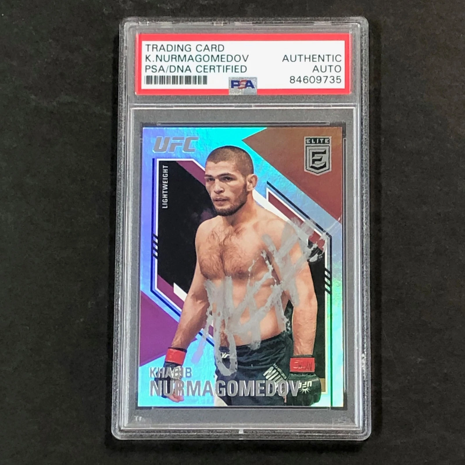 2021 Panini Chronicles Elite #146 Khabib Nurmagomedov Signed Card AUTO PSA Slab