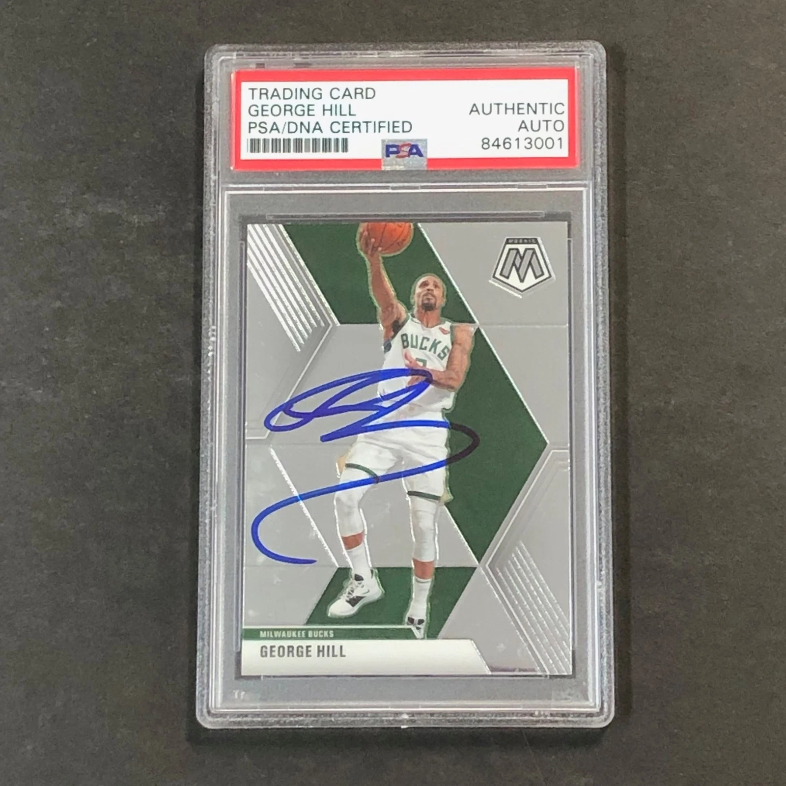 2019-20 Panini Mosaic #125 George Hill Signed Card AUTO PSA/DNA Slabbed Bucks