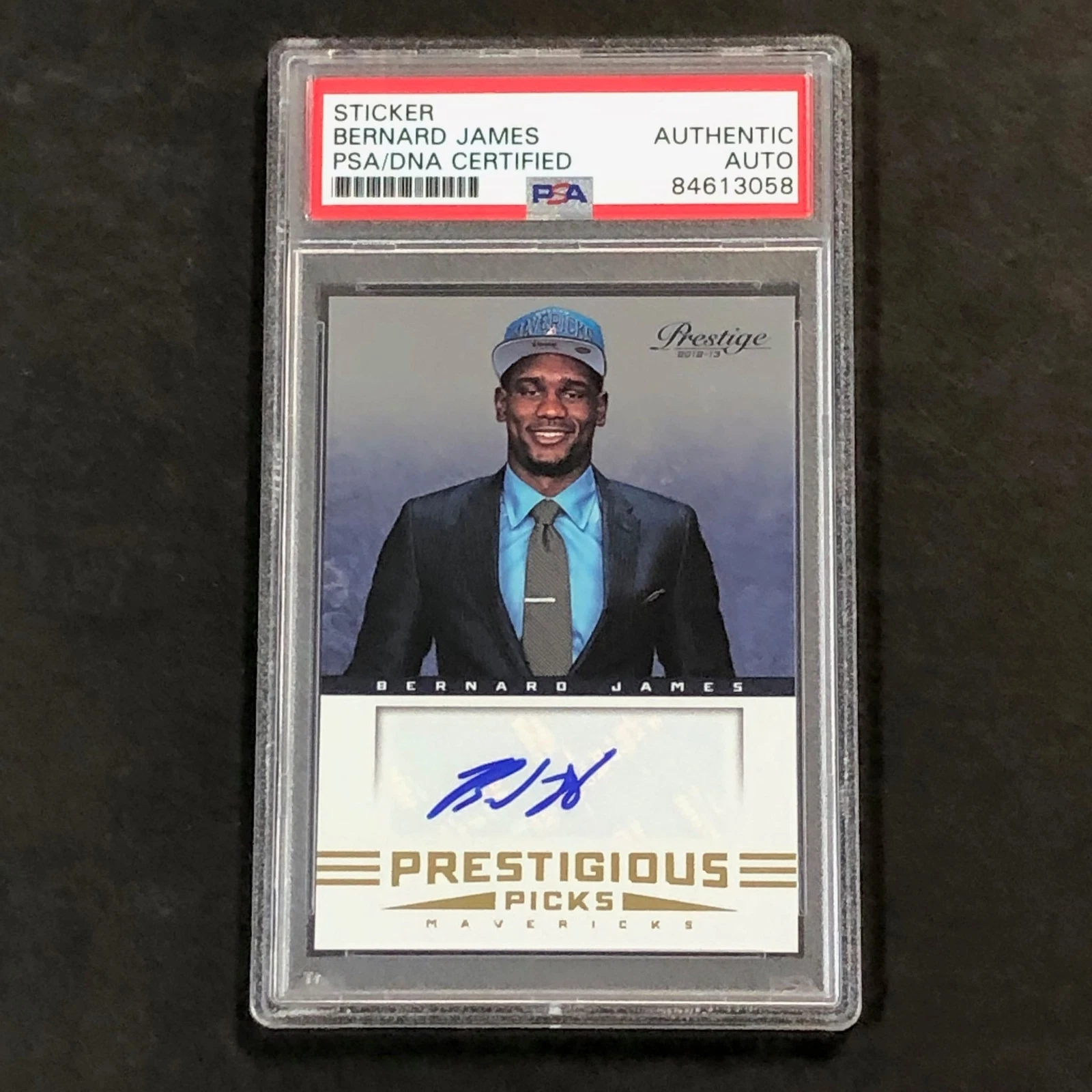 2012-13 Panini Prestige Prestigious Picks #75 Bernard James Signed Card AUTO PSA