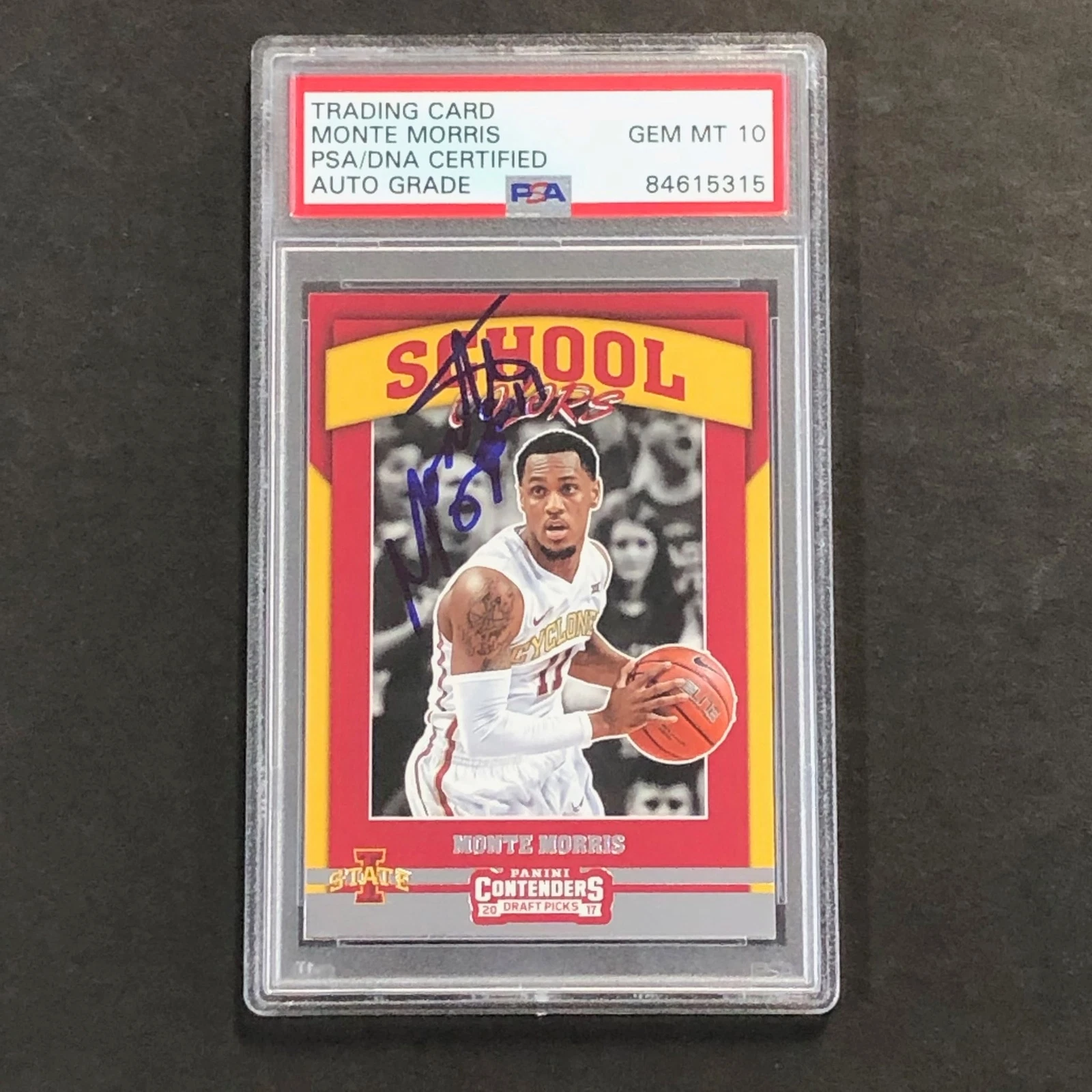 2017-18 Contenders Draft Picks School Colors #30 Monte Morris Signed Card AUTO 1