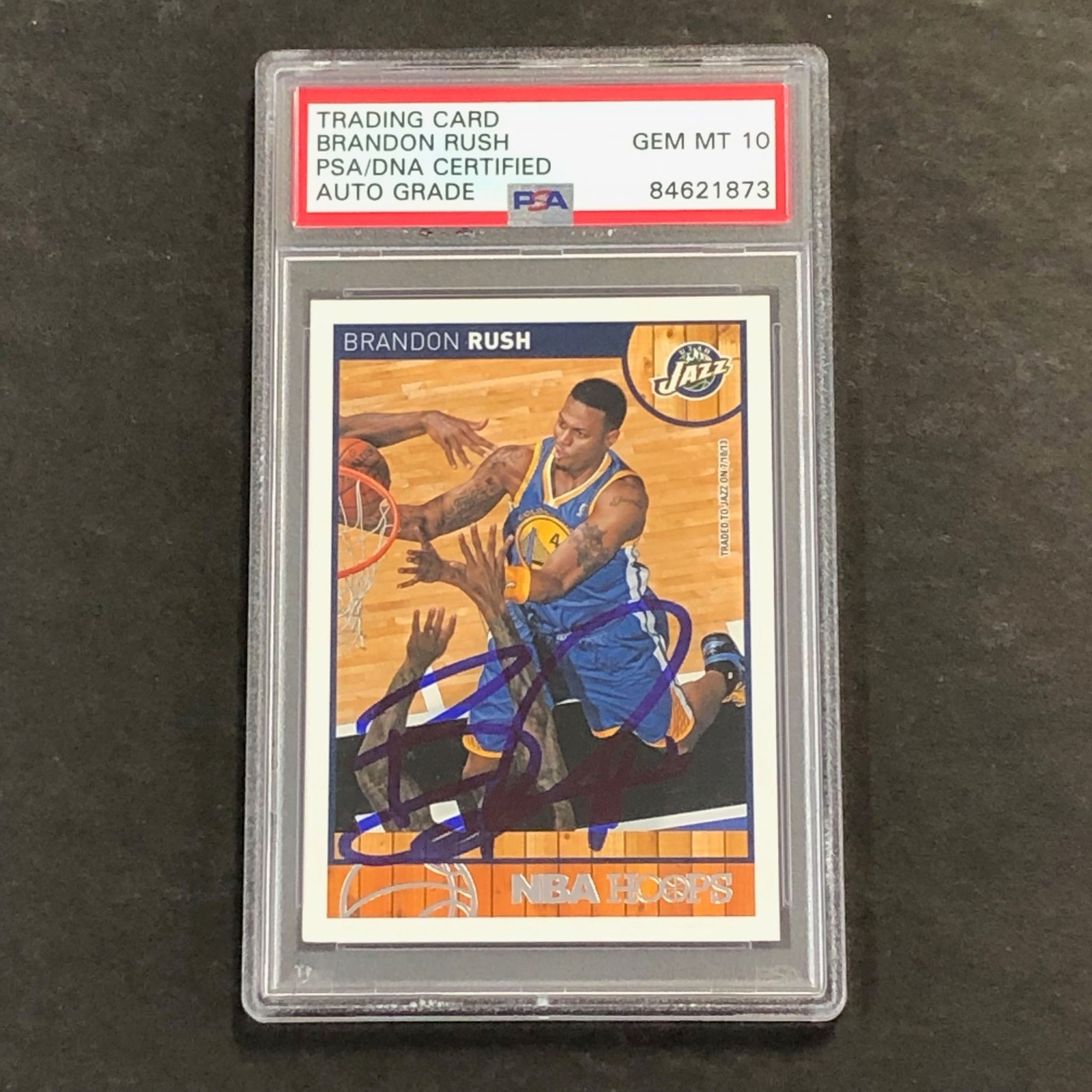 2013-14 NBA Hoops #223 Brandon Rush Signed Card AUTO 10 PSA Slabbed Jazz